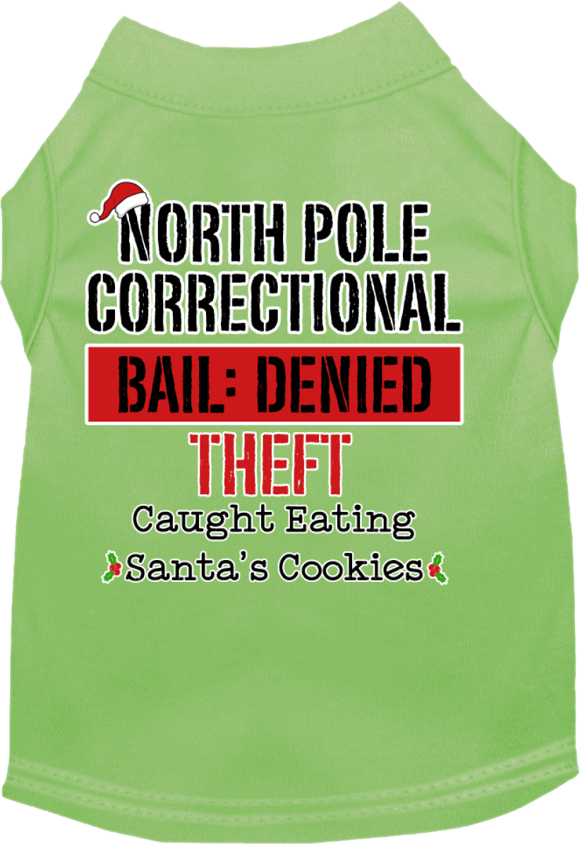 North Pole Correctional Screen Print Dog Shirt Lime Green Size MD